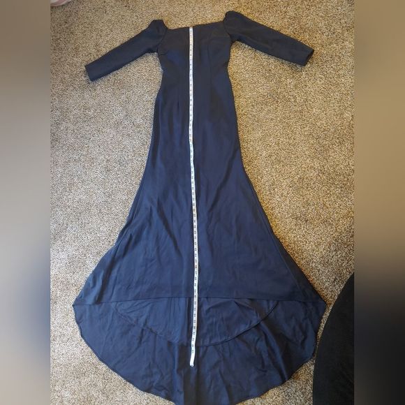 Sherri Hill Navy Blue Asymmetrical Gown, Women's Size 4 - Picture 7 of 9